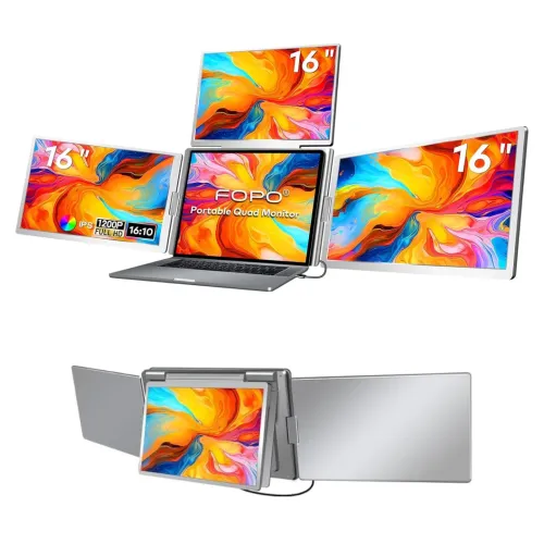 FOPO 16" 60Hz FHD IPS Quad-Screen Portable Monitor